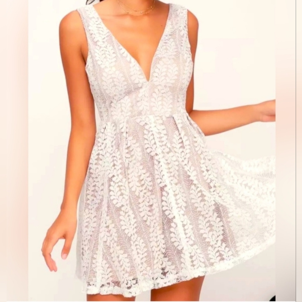 Lulu's White Lace Mini Dress